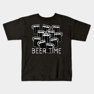 Black and white beer time Kids T-Shirt